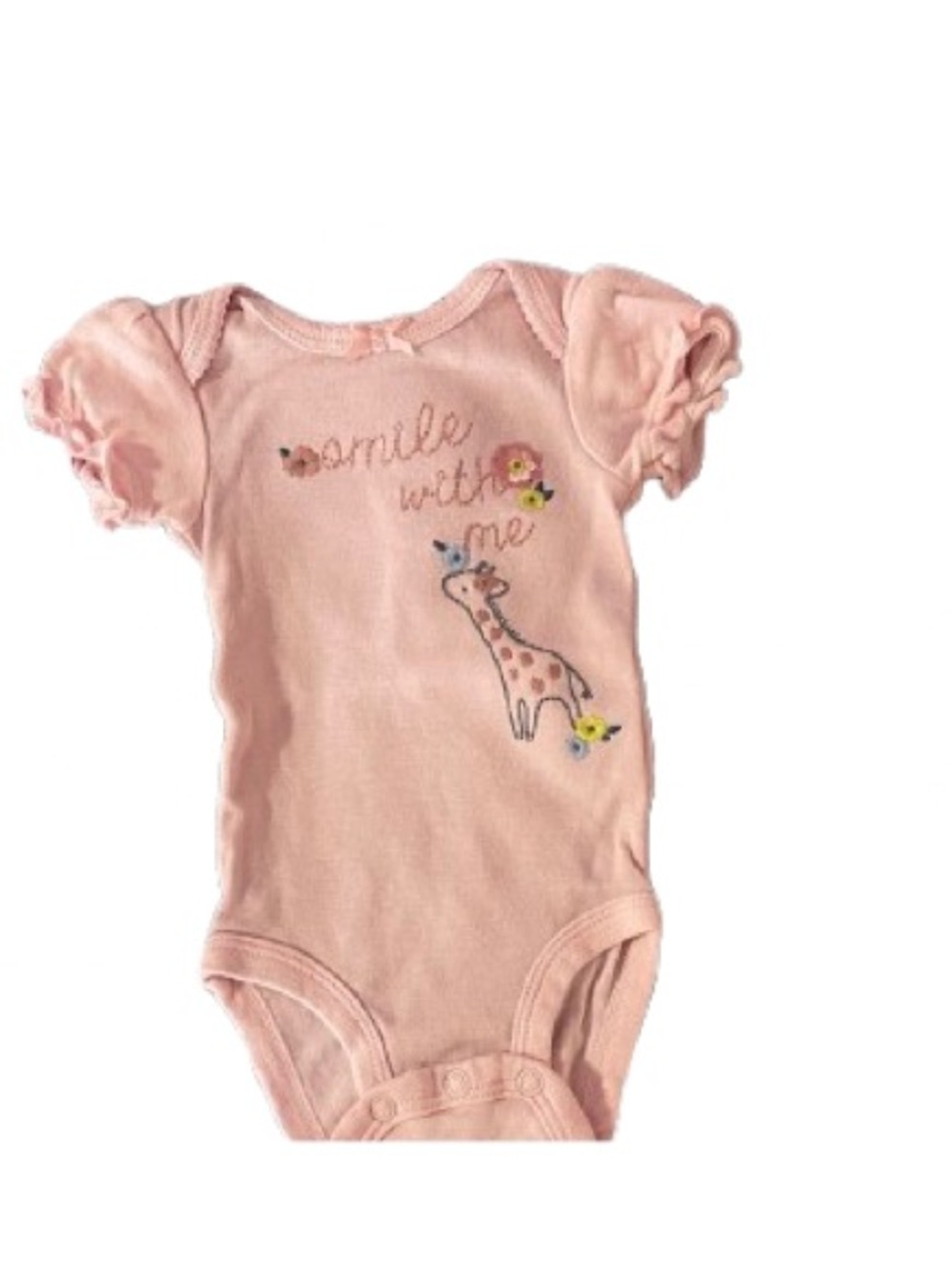 Carter's Pink 'Smile with Me' Giraffe Bodysuit Size NB